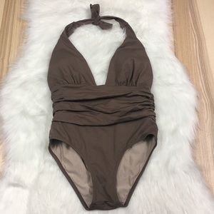 So Do Mel Fawn Beige The Ruched Halter One-Piece